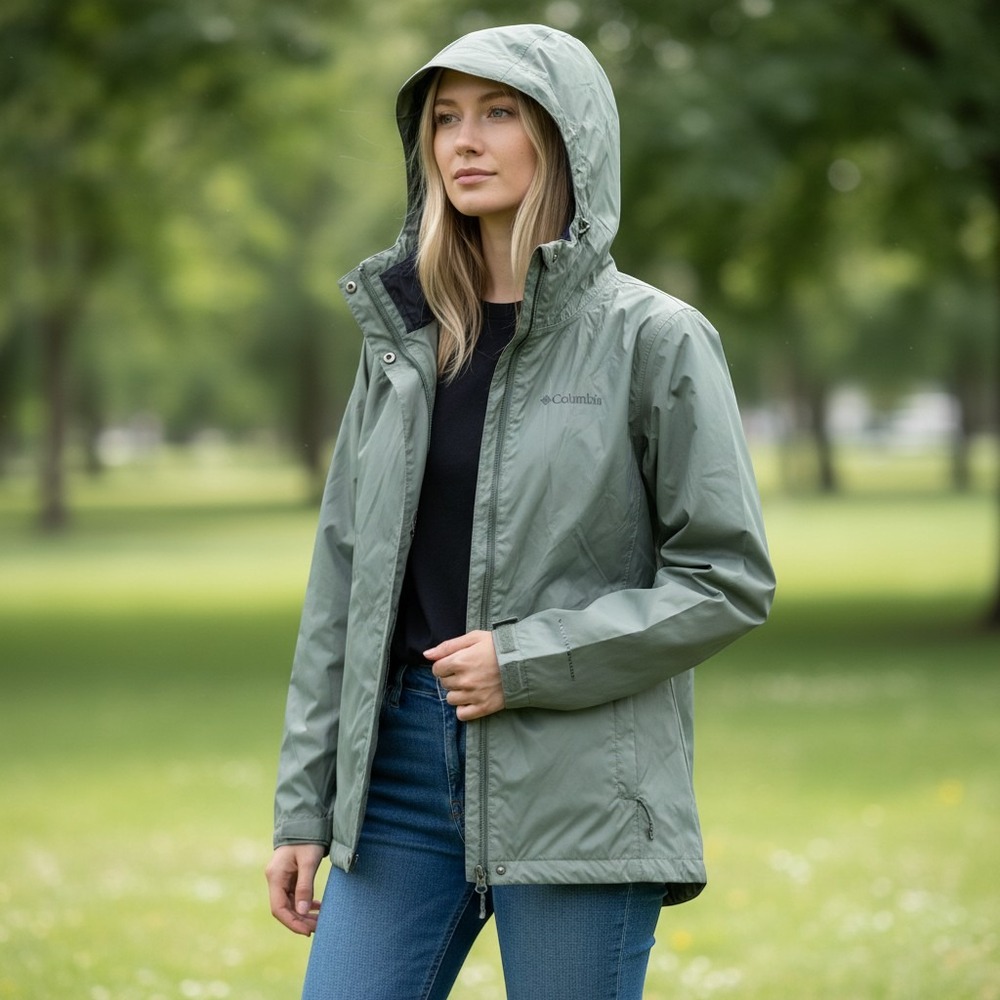 Columbia Omni-Tech Rain Jacket Womens XS Sage Green Waterproof Shell XM0774